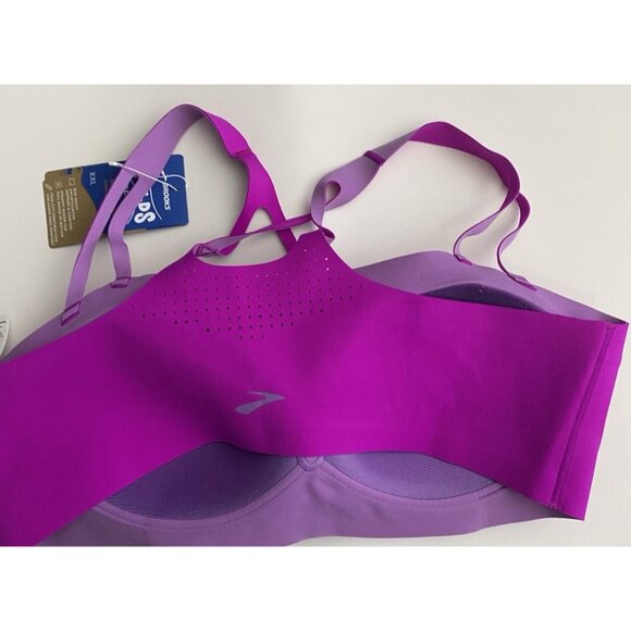 Brooks XXL Run Dare Criss Cross Magenta Heliotrope Print Sports Bra Chafe Free - Picture 6 of 10